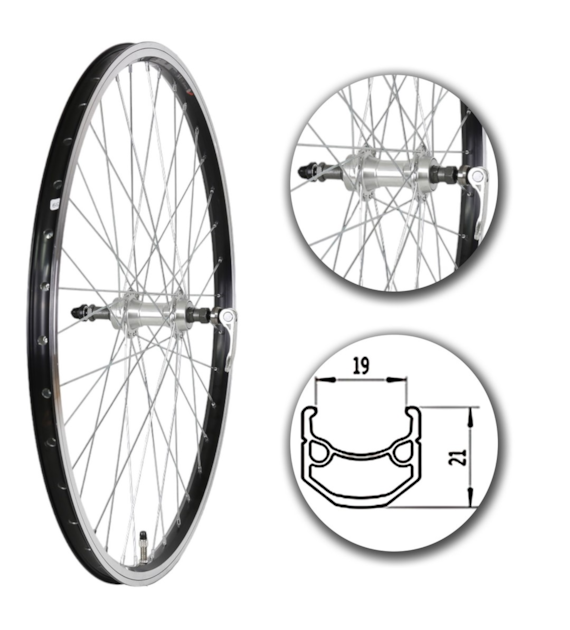 Koło 26  tył PA/O Alu.Stożek Czarny; Pod Zacisk