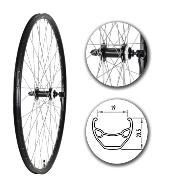 Koło 29  przód P/Cz/O Alu.Stoż.Czarny;CL-SH;Sz-SR
