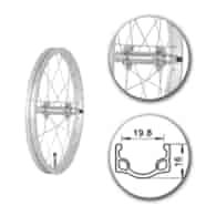 Koło 16  przód PS/OA Płaska oś 3/8 ; szer.wew.20mm