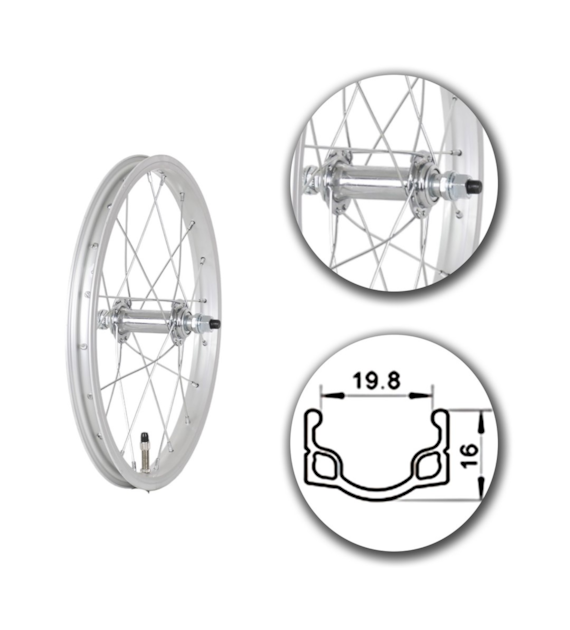 Koło 16  przód PS/OA Płaska oś 3/8 ; szer.wew.20mm
