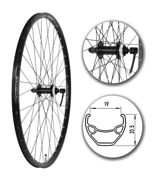 Koło 29  przód P/Cz/O Alu.Stoż.Nit. CL-SH Sz-BL