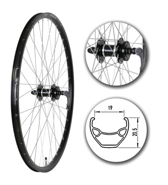 Koło 27,5  przód PA/OAlu.StożCzarn;PodTarc:6śr;Łoż
