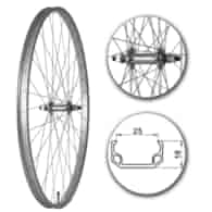Koło 28  przód PS/O Alu.Płaska; szer. wew. 25mm