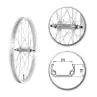Koło 20  przód PS/O Alu.Płaska; szer. wew. 25mm