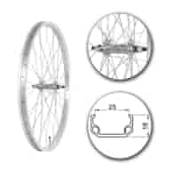 Koło 24  przód PS/O Alu.Płaska; szer. wew. 25mm