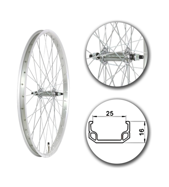 Koło 24  przód PS/O Alu.Płaska; szer. wew. 25mm