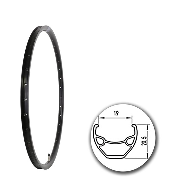 Obręcz 26  559x19;V J19SE;36H;AV Black+anodyzowa
