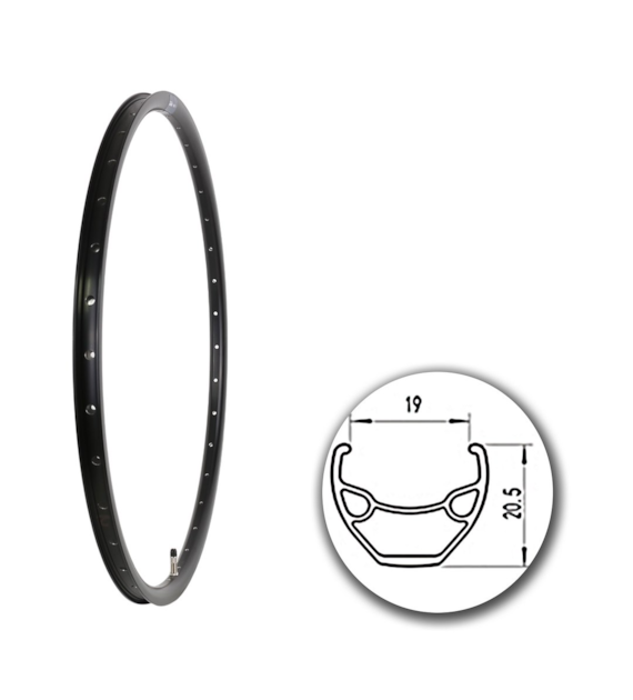 Obręcz 26  559x19;V J19SE;36H;AV Black+anodyzowa