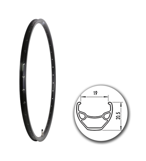 Obręcz 27,5  584x19;V J19SE;36H;AV Black+anodyzowa