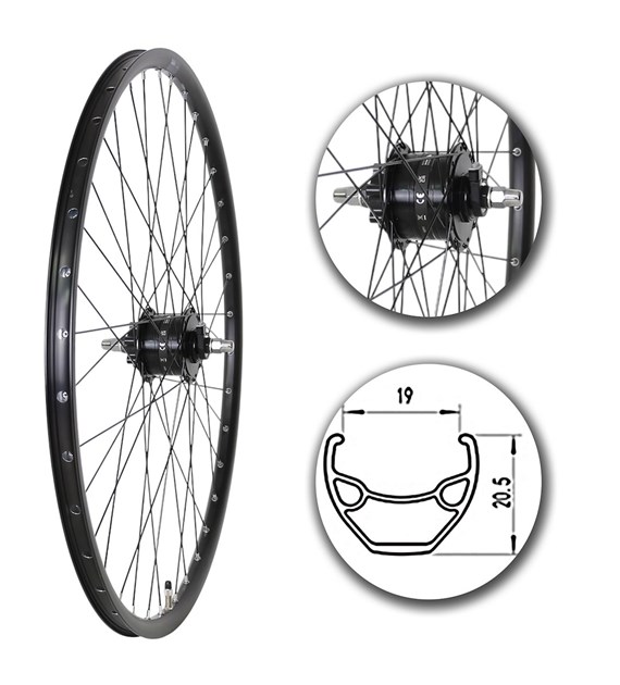 Koło 28  przód dyn/dysk/6ś-SH/Cz/OStoż.Nit.Sz-czar