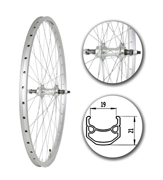 Koło 26  tył PA/O Alu.Stożek Srebrny;Woln.Łoż.masz