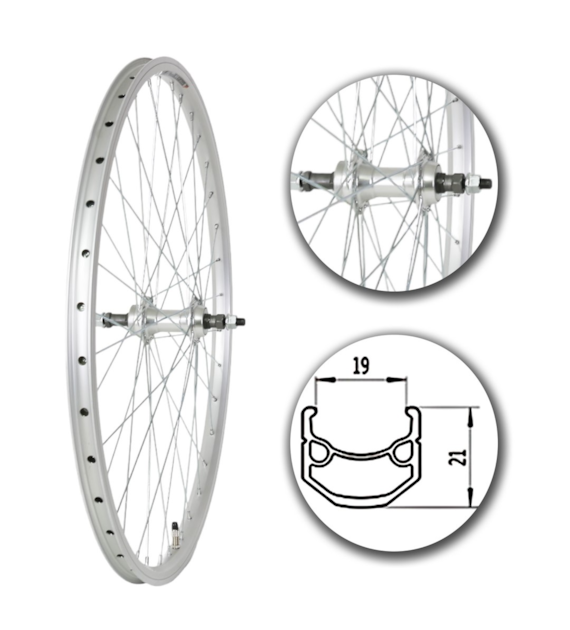 Koło 26  tył PA/O Alu.Stożek Srebrny;Woln.Łoż.masz