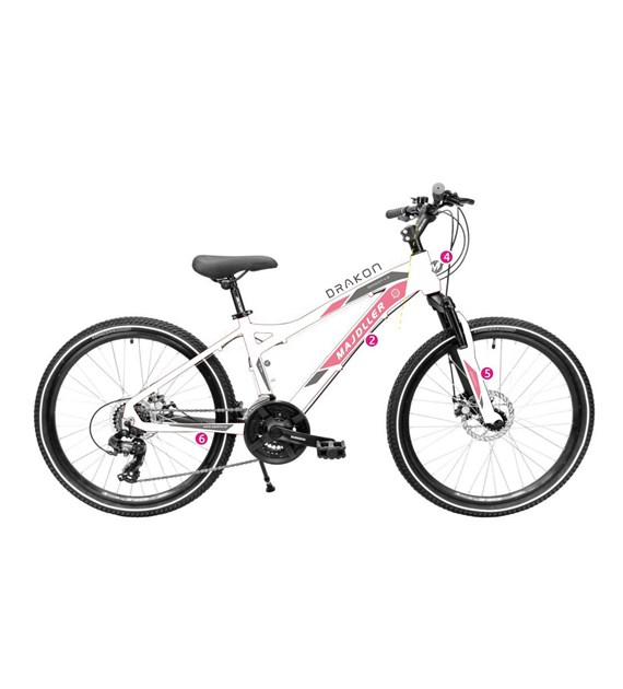 Rower Majdller 20'' DRAKON 2.0 1HT 11''BiałoRóżowy