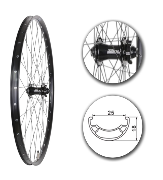 Koło 29  przód MTB;ObCz;P.D6-śr;ŁoMa.oś15x100;SzBL