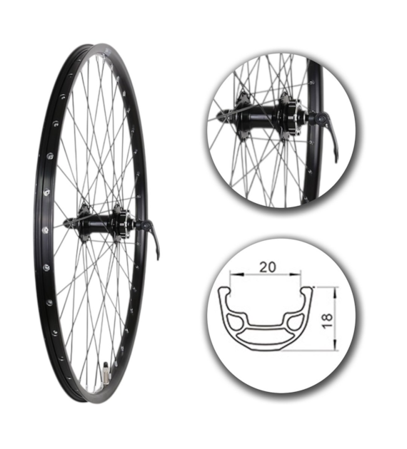 Koło 26  przód MTB;ObCza;Pi.Dy6-śr;ŁoMa;Sz-BL