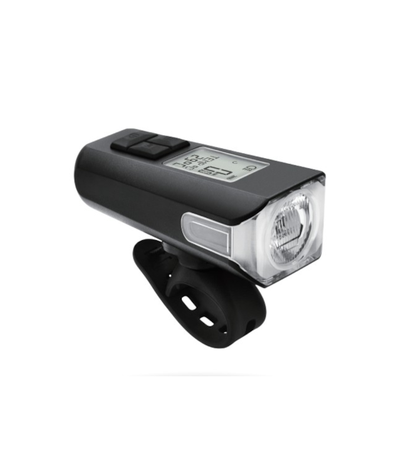 Lampa przód Z LICZNIKIEM MDR-M35-OW USB czarna AM