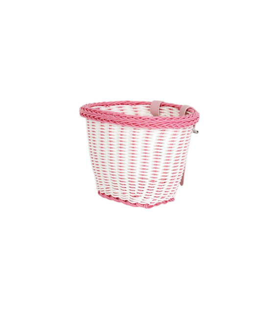 Kosz przód BL-B-088 pleciony biało-różowy