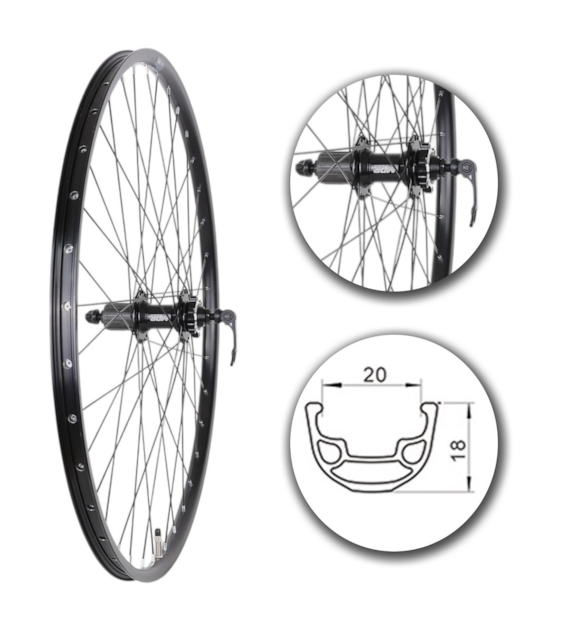 Koło 29  tył MTB;36H;ObCz;P.K8/9;D6-śr;Ło.Ma;Sz-BL
