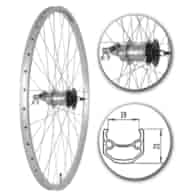 Koło 28  tył P-Nex3/O Alu Stożek Srebr z osprzętem