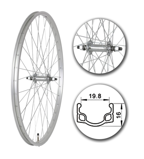Koło 26  przód PS/O Alu.Płaska; szer. wew. 20mm