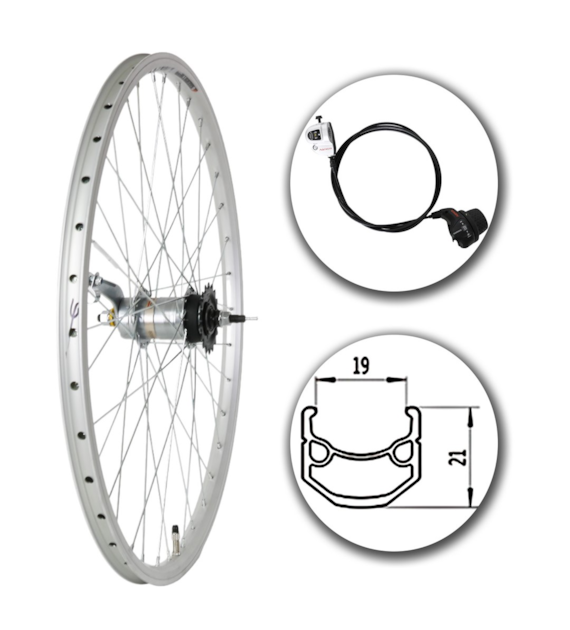 Koło 26  tył P-Nex3/O Alu Stożek Srebr z osprzęte