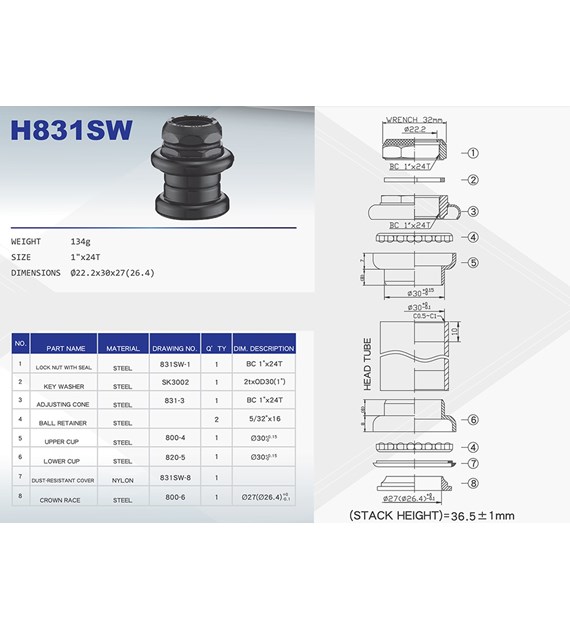 Ster 1  H-831SW-2 Gwint Neco Box czarny
