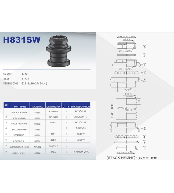 Ster 1  H-831SW-2 Gwint Neco Box czarny