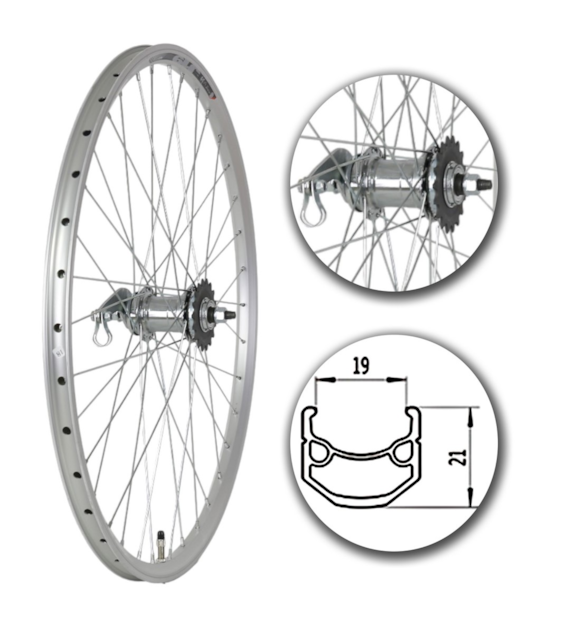 Koło 26  tył PS/O Alu.Stożek Srebrny Torpedo Velo