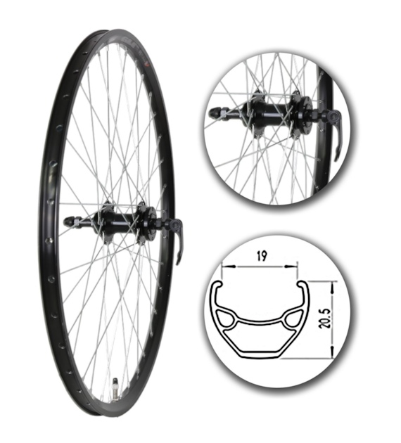 Koło 26  tył PA/O Alu.Stożek Czarny;Pod Tarczę:6śr