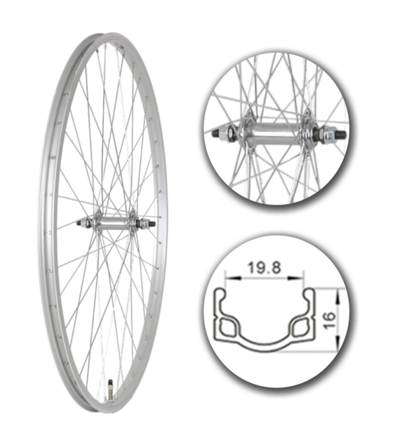Koło 28  przód PS/O Alu.Płaska; szer. wew. 20mm