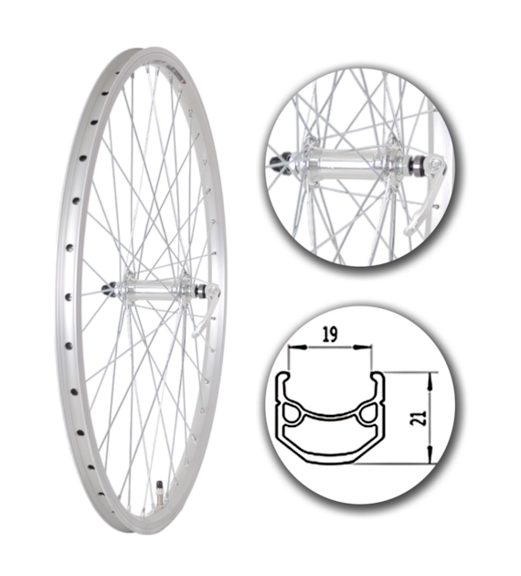 Koło 26  przód PA/O Alu.Stożek Srebrny;Pod Zacisk