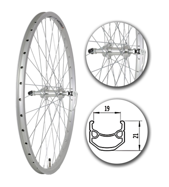 Koło 26  tył PA/O Alu.Stożek Srebrny;Pod Zacisk