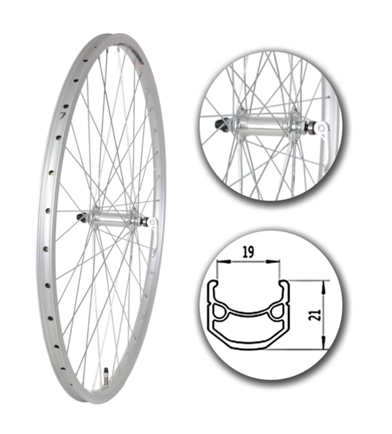 Koło 28  przód PA/O Alu.Stożek Srebrny;Pod Zacisk