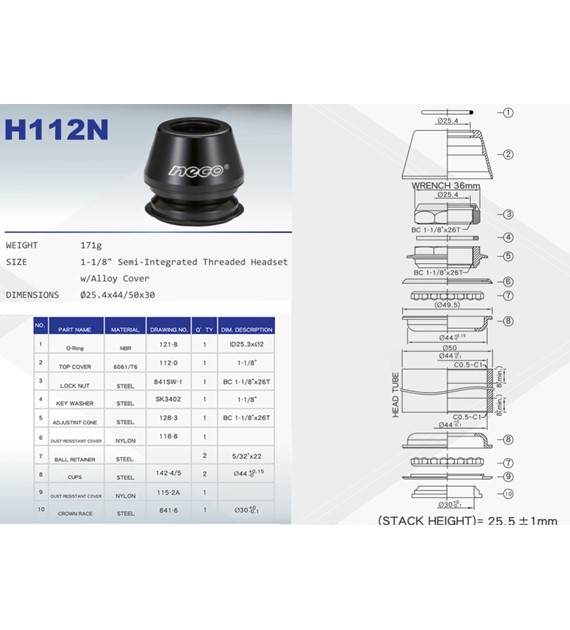 Ster 11/8  H-112 czarny OEM