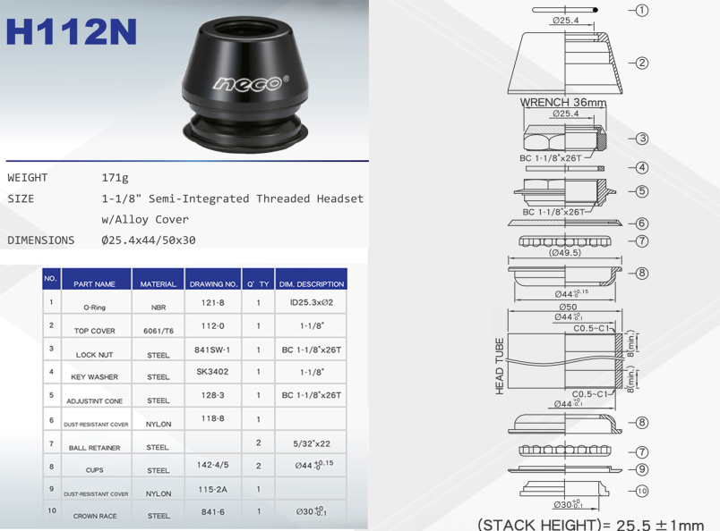 Ster 11/8  H-112 czarny OEM