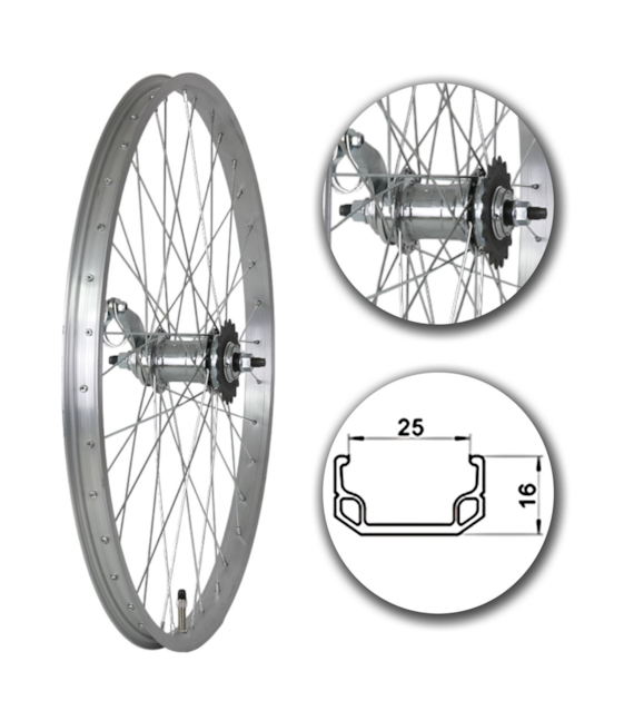 Koło 24  tył PS/O Alu.Płaska 25mm;Torpedo Velo