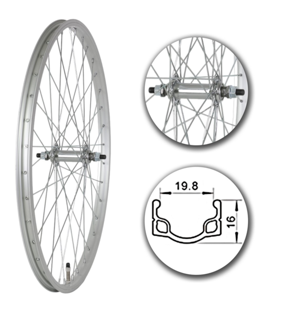 Koło 24  przód PS/O Alu.Płaska; szer. wew. 20mm