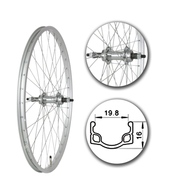 Koło 24  tył PS/O Alu.Płaska;Pod Wolnobieg;sz.20mm