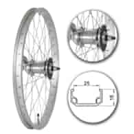 Koło 20  tył PS/O Alu.Płaska 25mm;Torpedo Velo