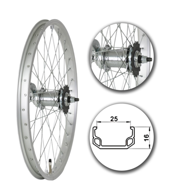 Koło 20  tył PS/O Alu.Płaska 25mm;Torpedo Velo