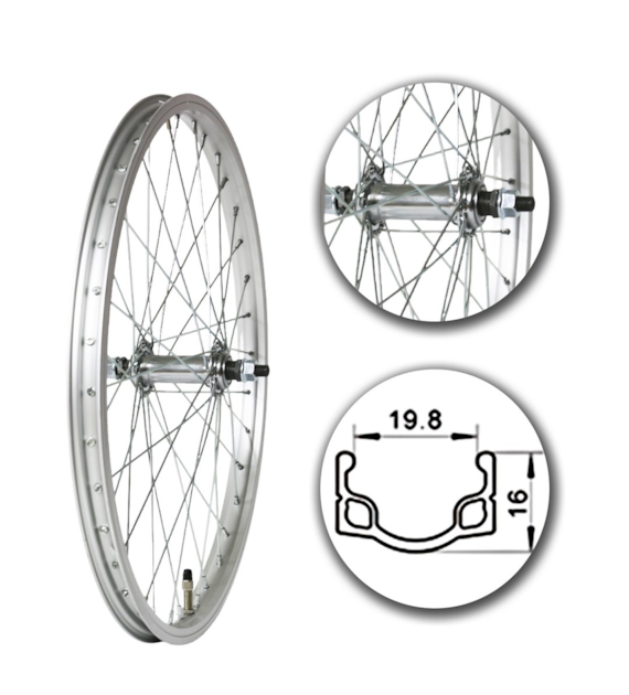 Koło 20  przód PS/O Alu.Płaska; szer. wew. 20mm