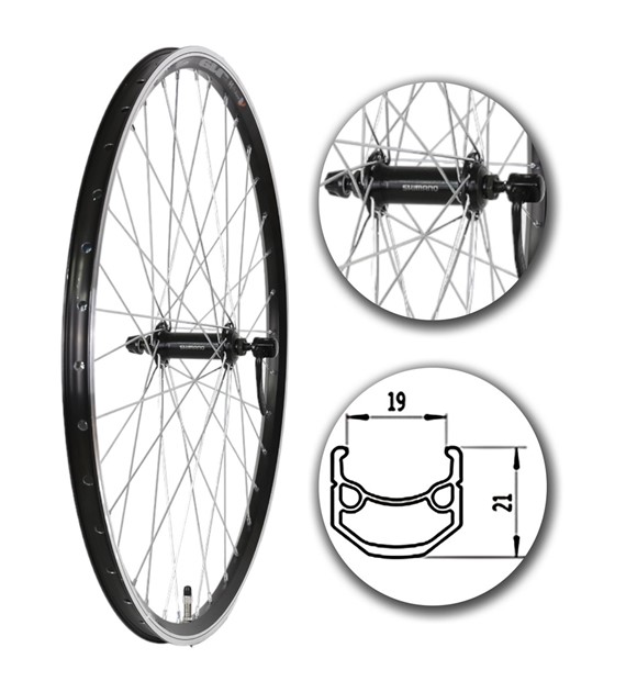 Koło 26  przód PA/O Alu.Stożek Czarna; QR; SHIMANO