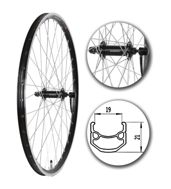 Koło 26  przód PA/O Alu.Stożek Czarny; QR; SHIMANO