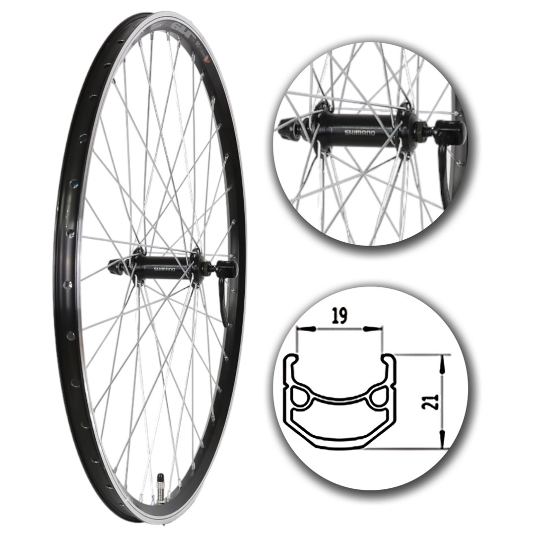 Koło 26  przód PA/O Alu.Stożek Czarna; QR; SHIMANO