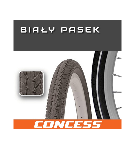 Opona 700x35C;37-622 CONCESS P1024 Czarna p/biały