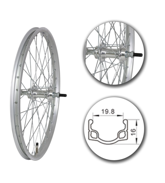 Koło 20  tył PA/O Alu.Płaska;Pod Wolnobieg;sz.20mm