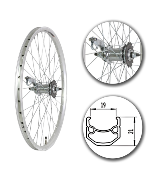 Koło 24  tył PS/O Alu.Stożek Srebrny Torpedo Velo