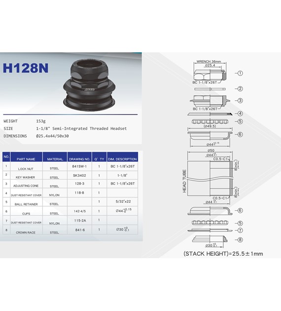 Ster 1 1/8  H-128N Box czarny NECO AM