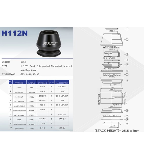 Ster 1 1/8  H-112N Box czarny AM