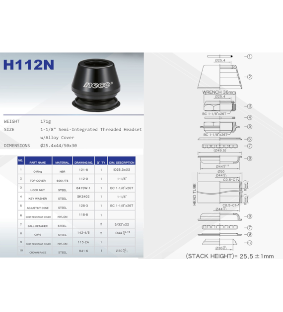 Ster 1 1/8  H-112N Box czarny AM